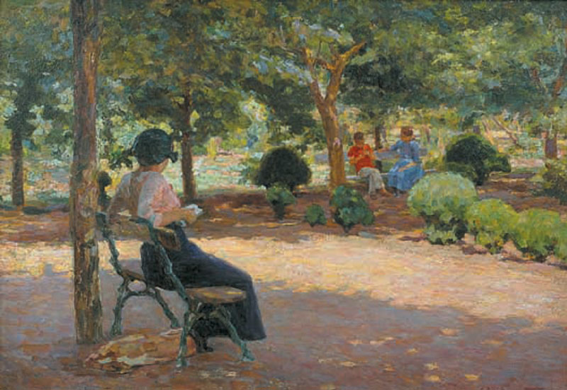 Picture of girl which sit in a park area